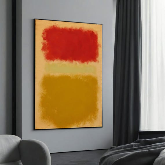 Mark Rothkos Vibrant Red And Yellow Color Field Canvas Painting A Bold Abstract Expressionist Gift For Contemporary Spaces