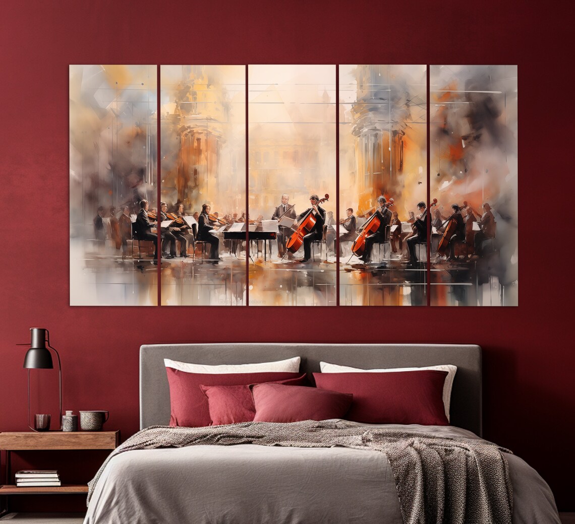 Orchestra On The Stage, Retro Oil Painting Art Print - Image 5
