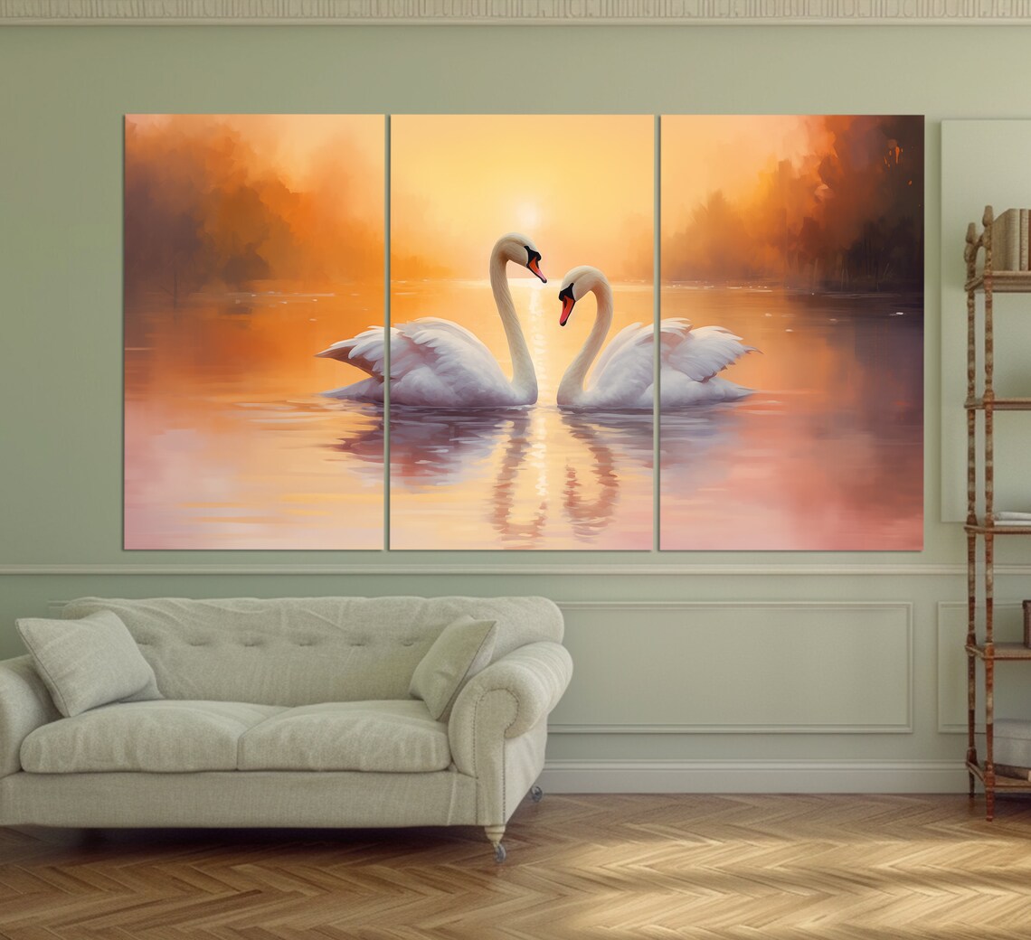 Swans Couple, Vintage Oil-Style Wall Art Print - Image 6