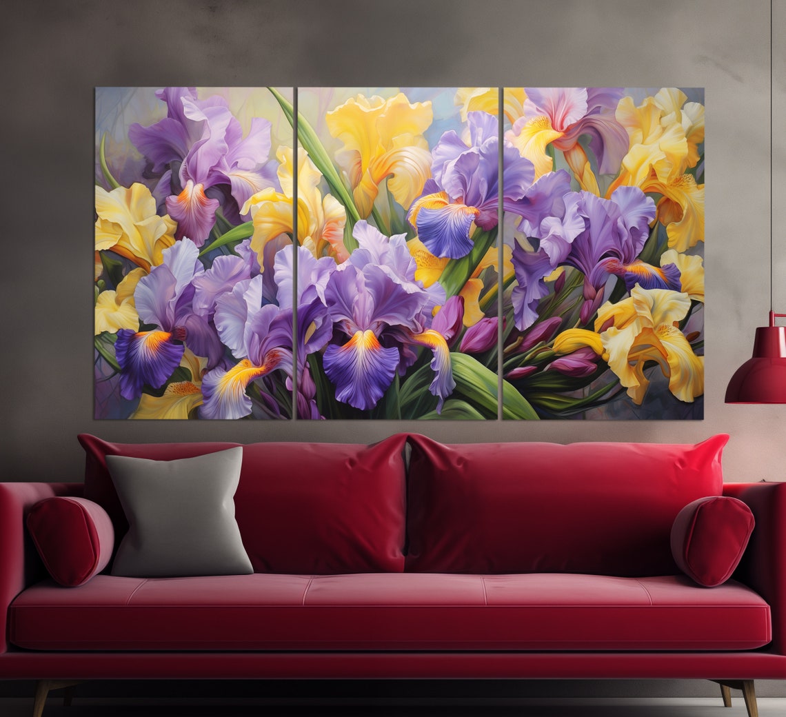 Blooming Purple Iris Flowers Painterly Romantic Floral Wall Art Poster - Image 3