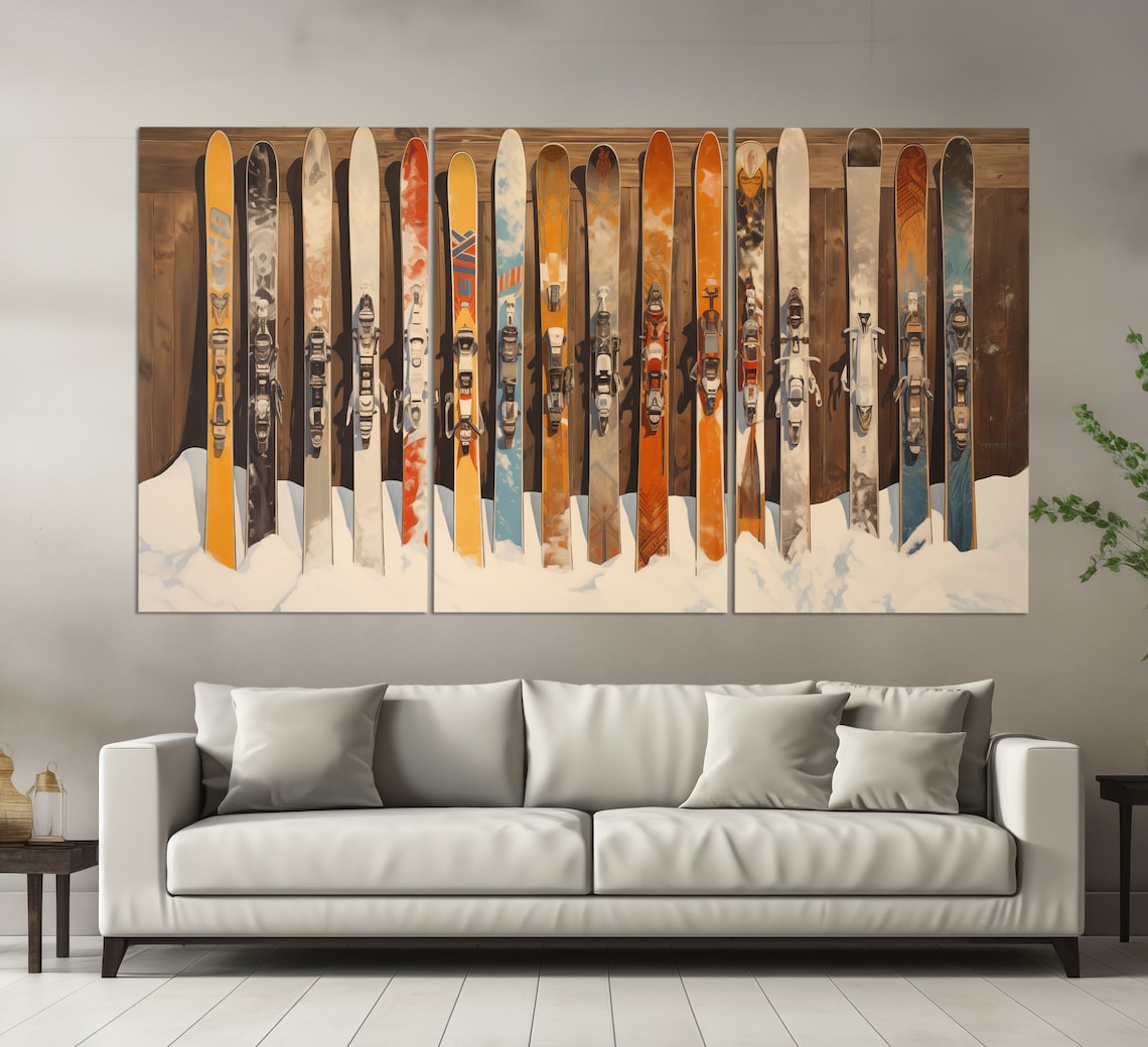 Vintage Ski Abstract Ski Painting, Ski Resort Poster - Image 6