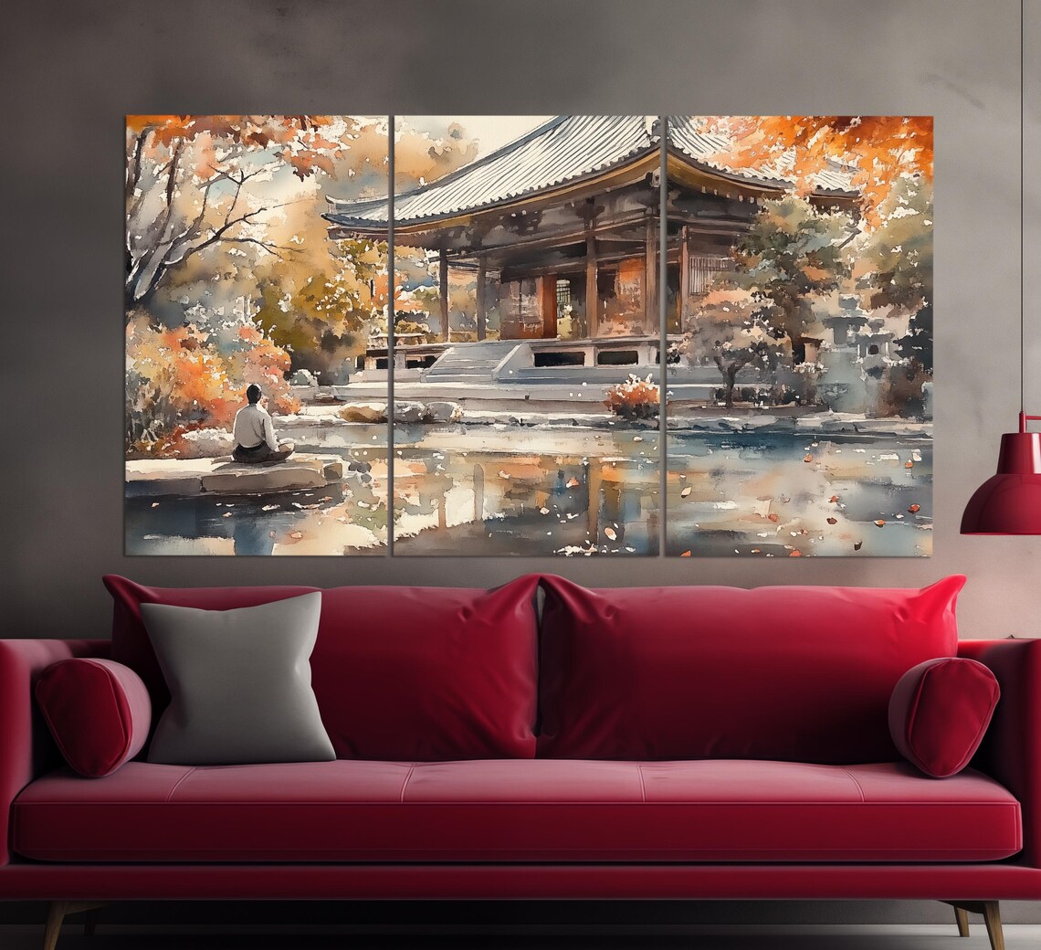 Japanese Landscape, Oil-Painting-Style Art Print - Image 3