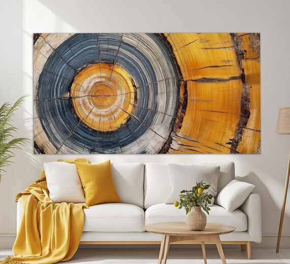 Tree Slice Print Abstract Wood Wall Art Wood Painting Contemporary Wall Decor Tree Rings Wall Art Living Room Decor