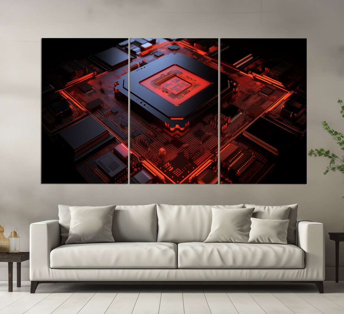 Microprocessor Art Print, Abstract Electronic Decor - Image 2