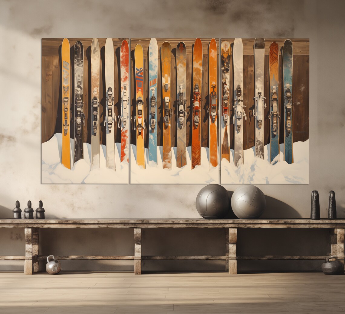 Vintage Ski Abstract Ski Painting, Ski Resort Poster - Image 2