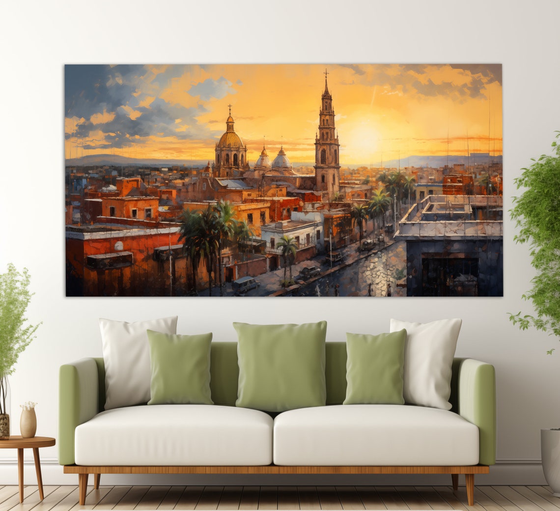 Puebla Mexico Cathedral Domes Sunset Old Town Cityscape Travel Poster - Image 3