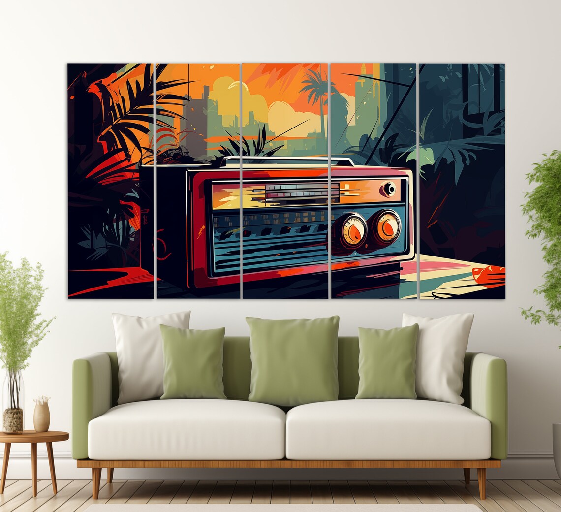 Retro Radio Print Vintage Radio Wall Art Radio Painting Pop Art Wall Decor Pop Art Radio Art Retro Wall Decor - Image 3