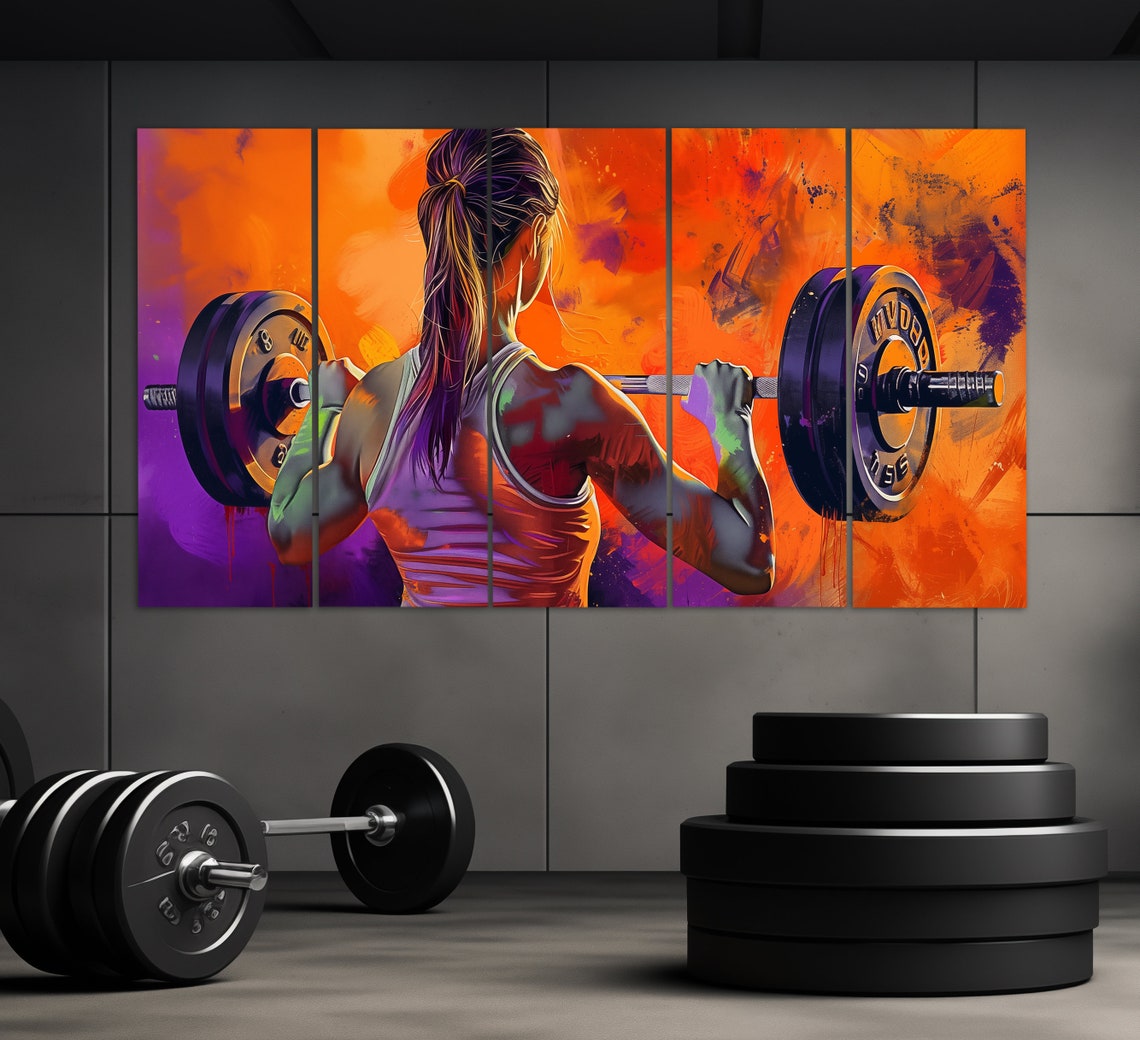 Woman Workout Wall Art Gym Wall Decor Abstract Weightlifting Print In An Oil Painting Style Fitness Wall Art Fitness Painting - Image 5