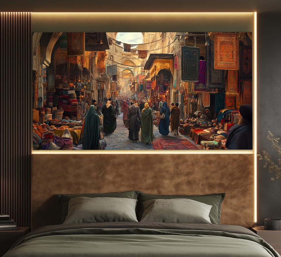 Grand Bazaar In Istanbul Vintage Print In An Oil Painting Style Retro Istanbul Painting Turkey Wall Art Vintage Istanbul Poster - Image 2
