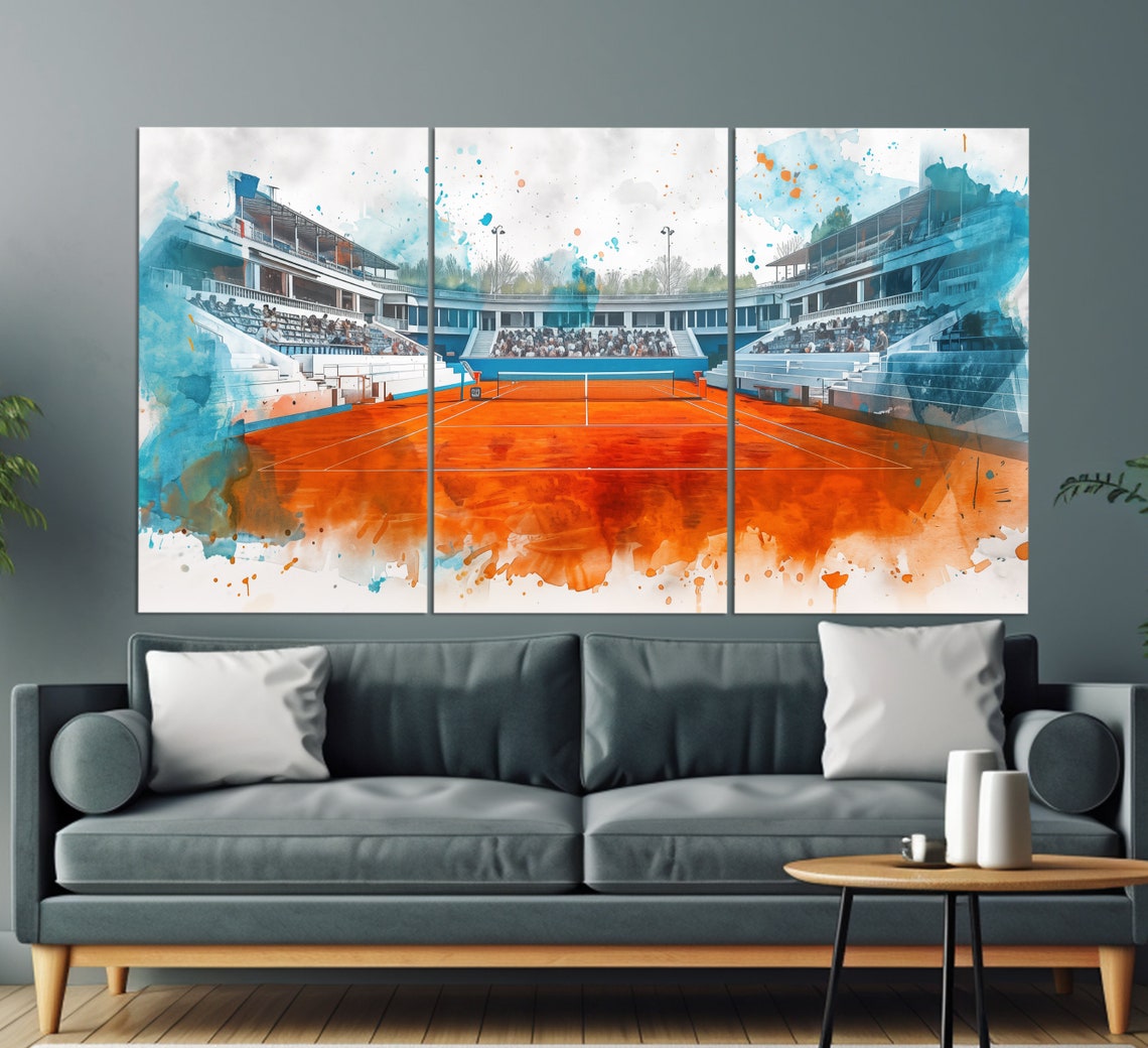 Abstract Clay Tennis Court Print Tennis Wall Art Tennis Painting Tennis Court Poster Tennis Fan Gift Tennis Club Wall Decor - Image 2