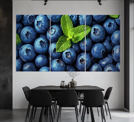 Blueberry Print Kitchen Wall Art Blueberry Poster Kitchen Wall Decor Large Blueberry Print Fruits Wall Art