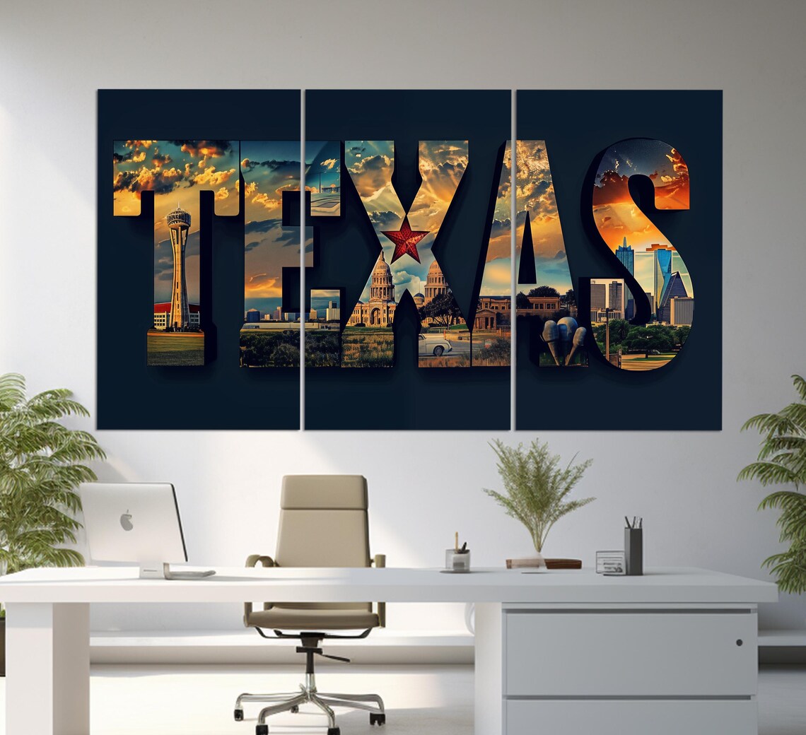 Texas Sign Abstract Wall Art Print, Modern Office Decor - Image 3