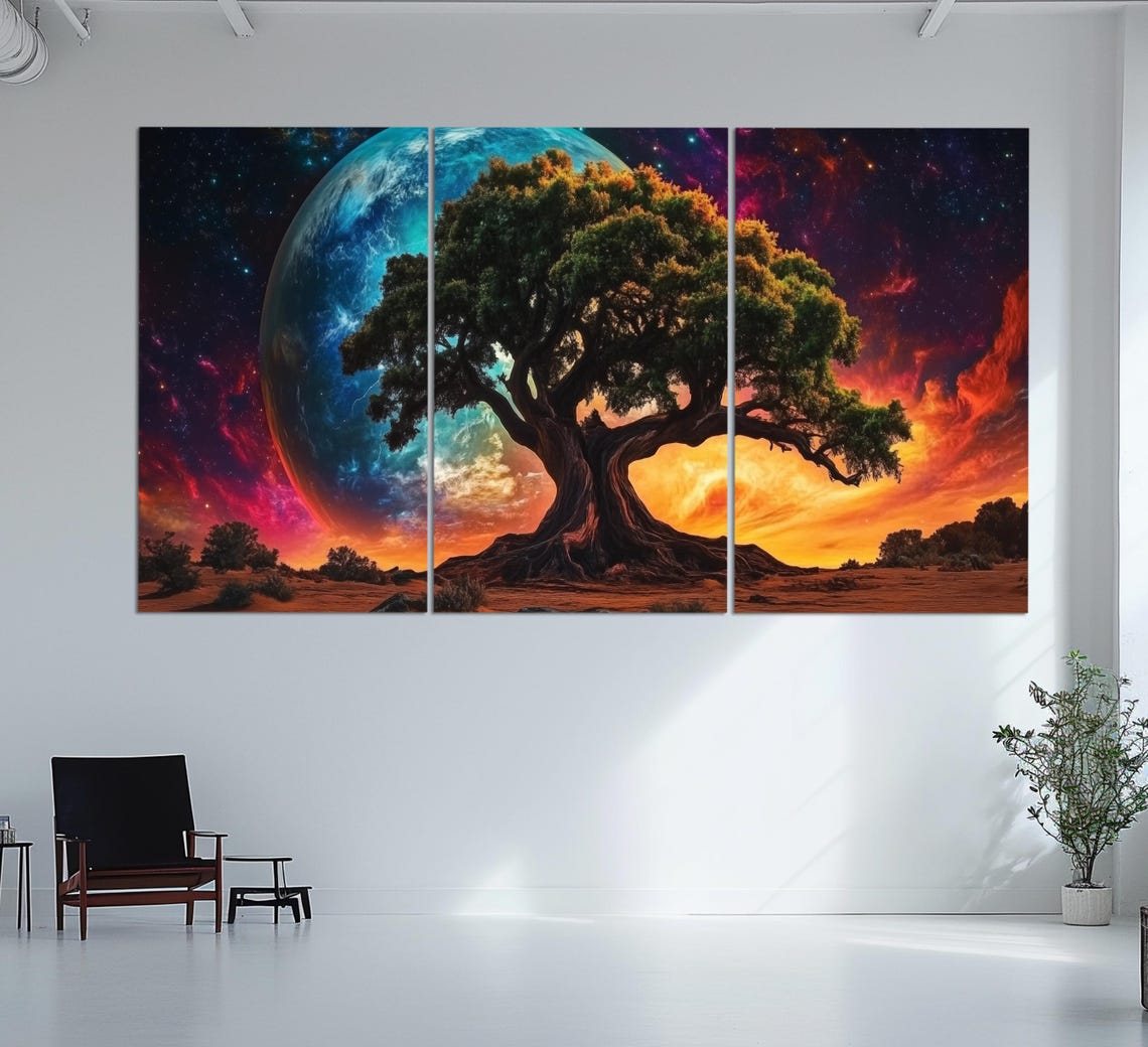 Fantasy Tree Alien Planet Galaxy Nebula Cosmic Surreal Wall Art Poster - Image 3
