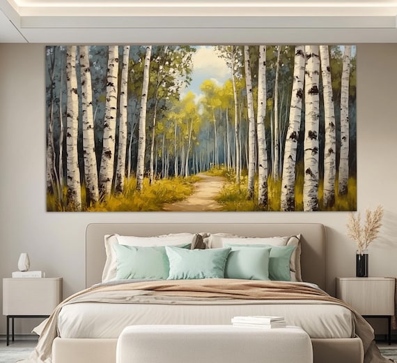 Birch Grove Print Summer Forest Wall Art Nature Wall Art Birch Forest Painting Summer Birch Trees Painting Summer Wall Art