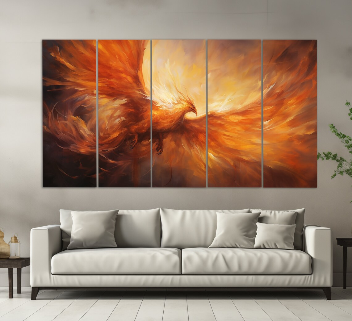 Phoenix Rising Flames Fiery Orange Mythology Oil Painting Poster - Image 5