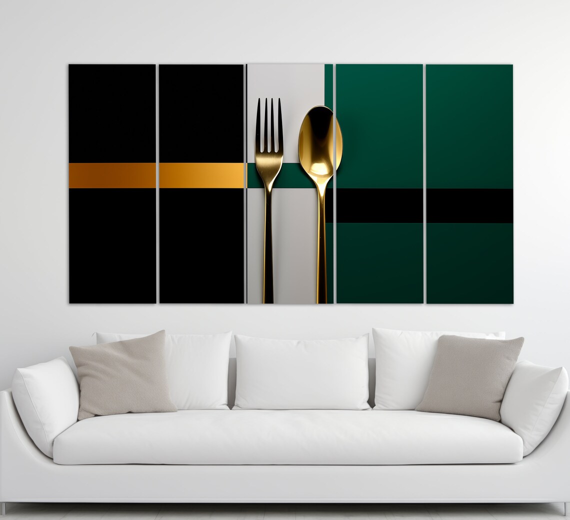 Abstract Fork And Spoon Kitchen Wall Art - Image 5