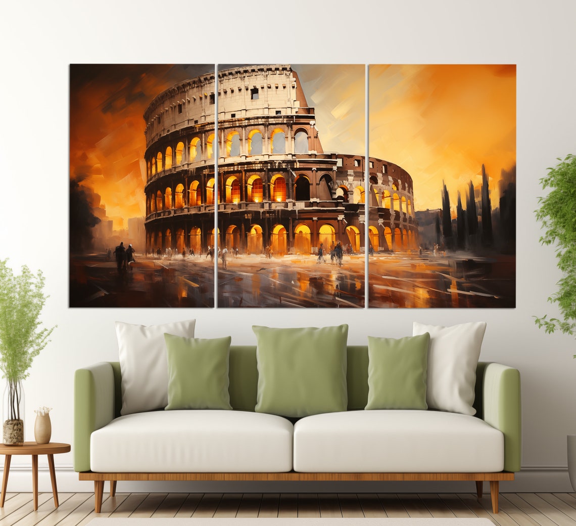 Rome Colosseum Print In A Vintage Oil Painting Style Rome Wall Art Colosseum Painting Colosseum Wall Art Italy Art - Image 2