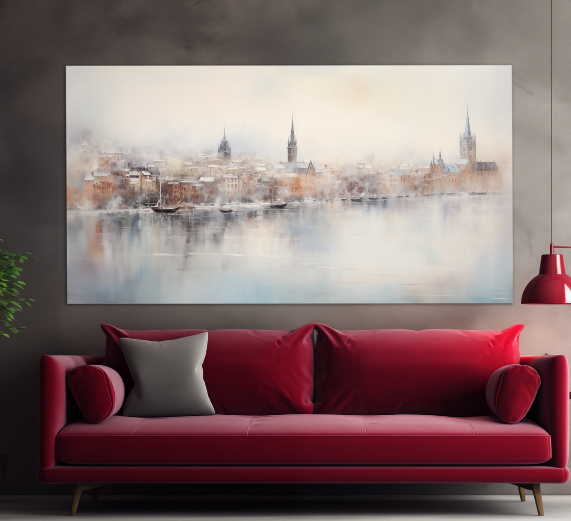 Stockholm Print In A Vintage Oil Painting Style Abstract Stockholm Wall Art Stockholm Painting Sweden Wall Art Sweden Art