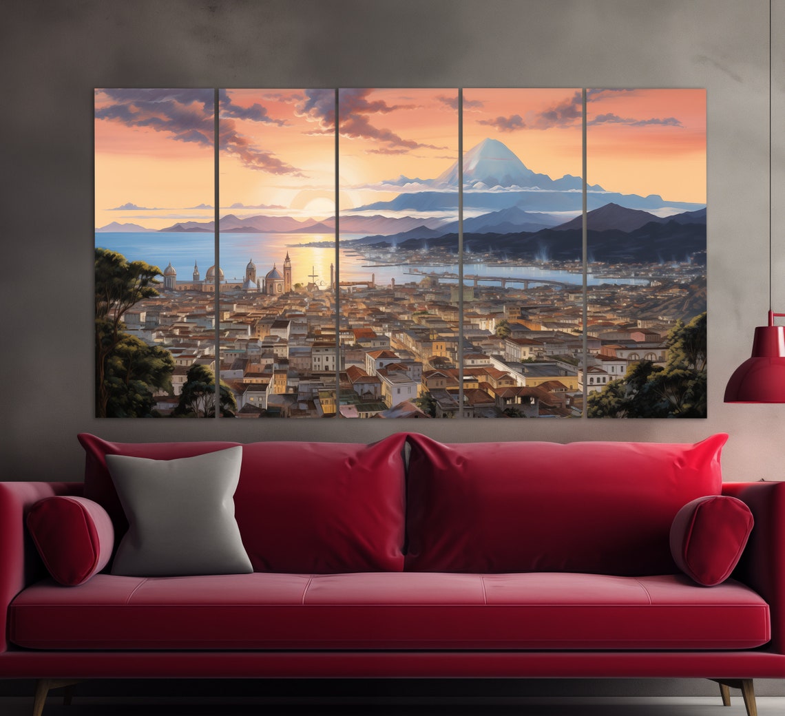 Quito Ecuador Sunset Cotopaxi Volcano Old Town Panoramic Travel Poster - Image 2