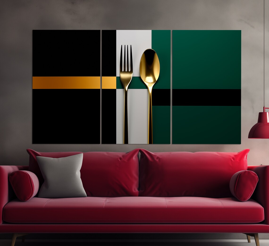 Abstract Fork And Spoon Kitchen Wall Art - Image 3