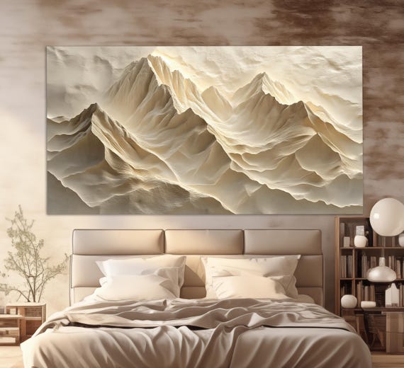Soft Tones Abstract Mountain Relief Print Neutral Tones Wall Art Modern Bedroom Wall Decor Gentle Tones Painting Abstract Print