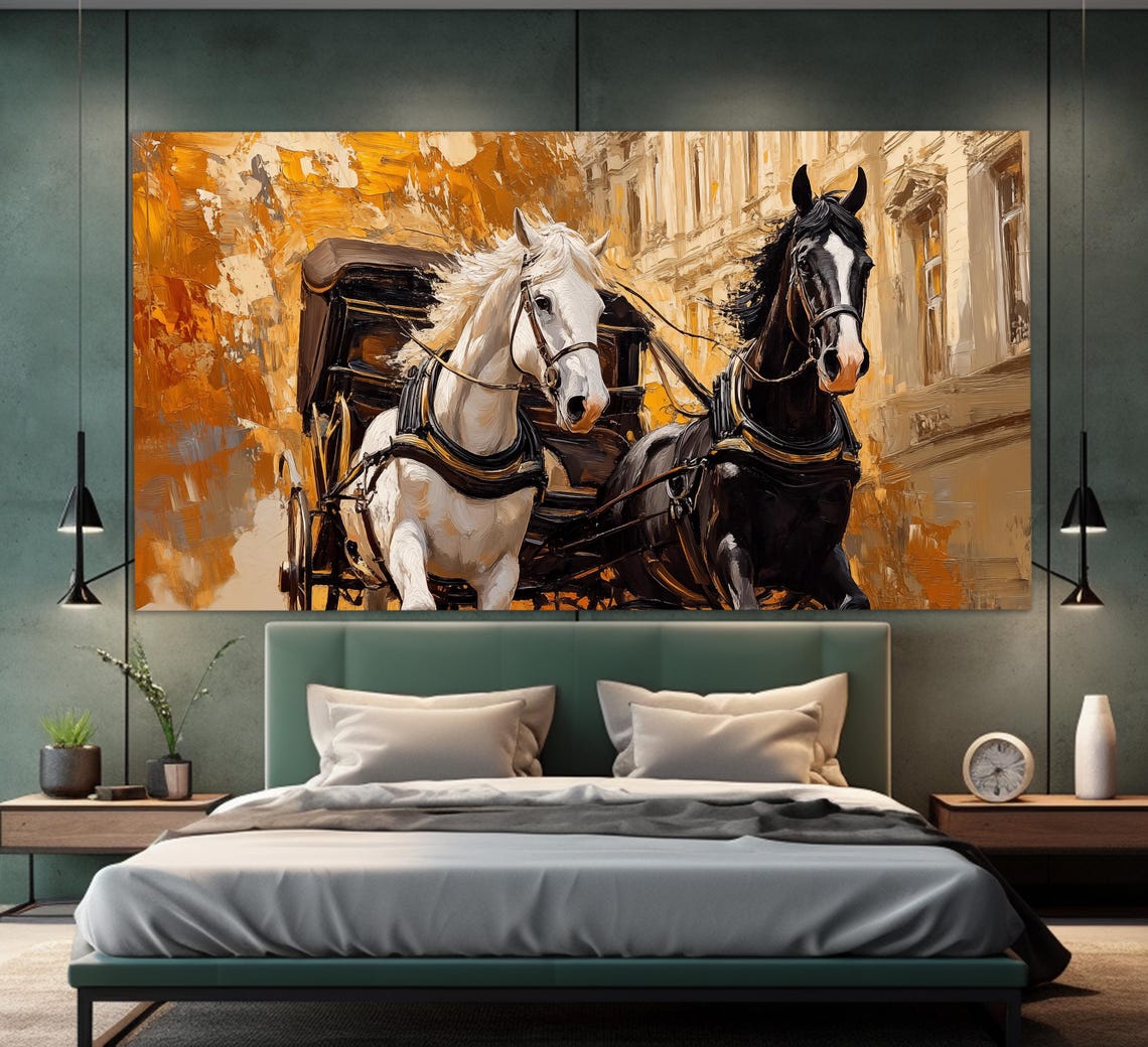Viennese Walking Horse Carriage Print In A Vintage Oil Painting Style Abstract Vienna Wall Art Retro Vienna Horses Painting - Image 3