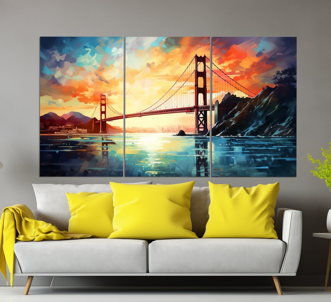Golden Gate Bridge Sunset Colorful Sky San Francisco Travel Poster - Image 3