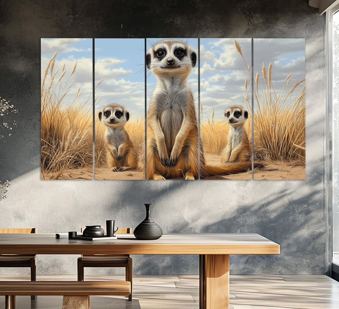 Meerkat Family Print Funny Animals Wall Art Meerkat Painting Meerkat Poster Sheep Wall Art Kids Room Wall Decor - Image 2