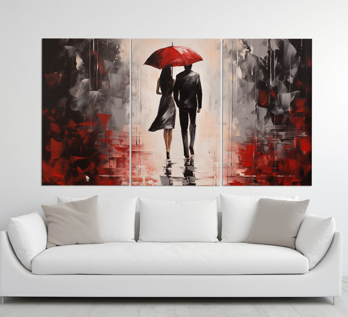 Romantic Couple With Red Umbrella, Love Art Print - Image 3