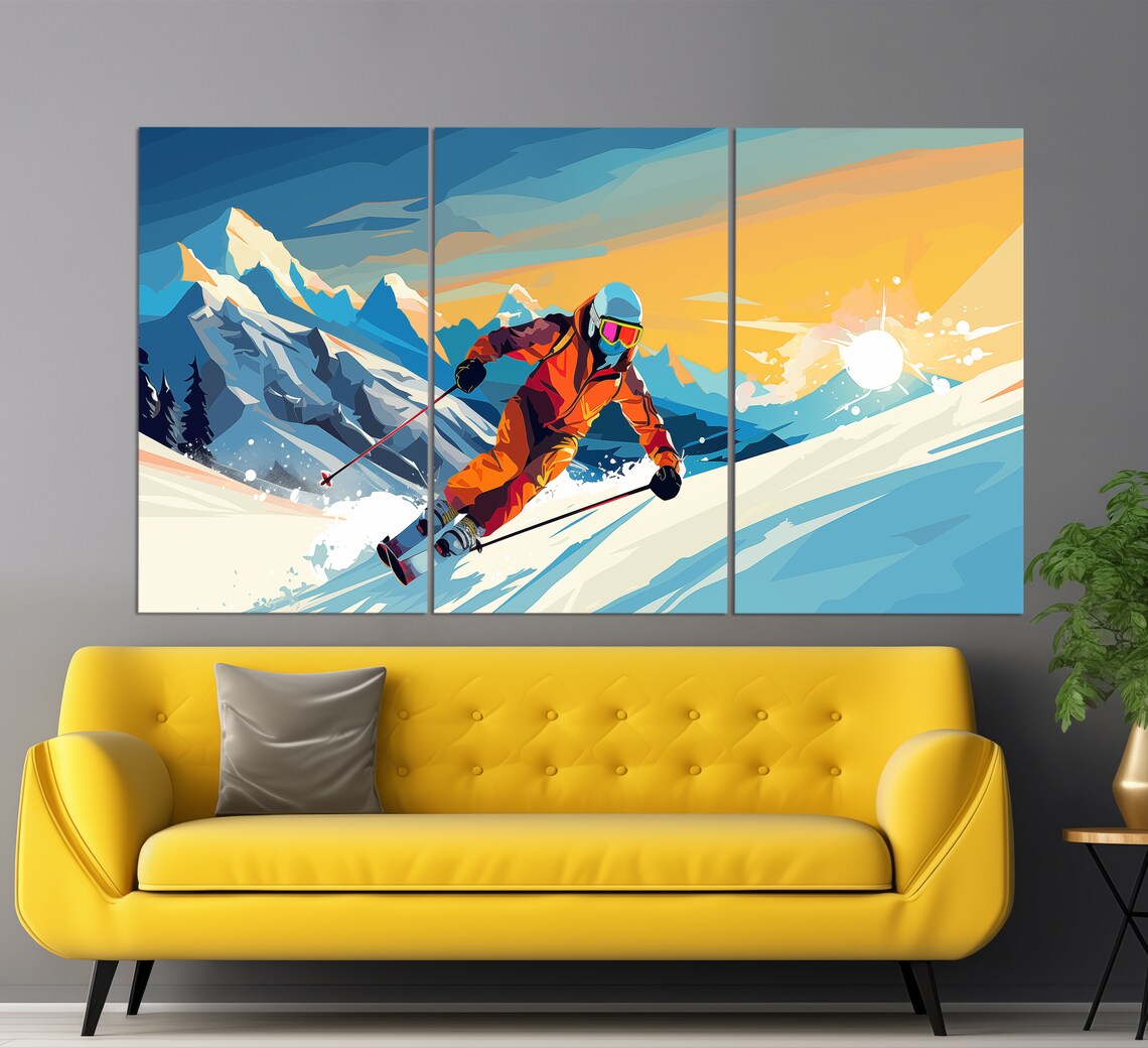 Skiing Pop Art Abstract Skier Winter Sports Art Print - Image 2