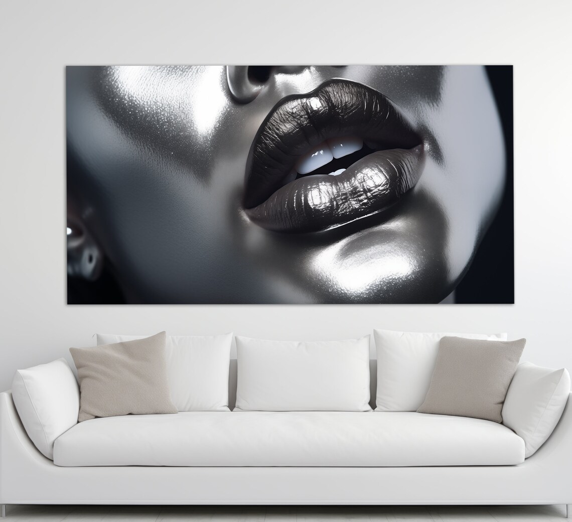 Metallic Lips Fashion Wall Art, Makeup Studio Print