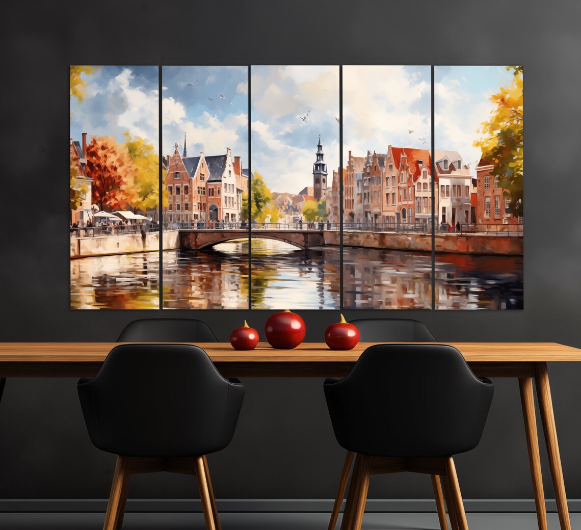Bruges Vintage Oil-Painting Style Abstract Art Print - Image 2
