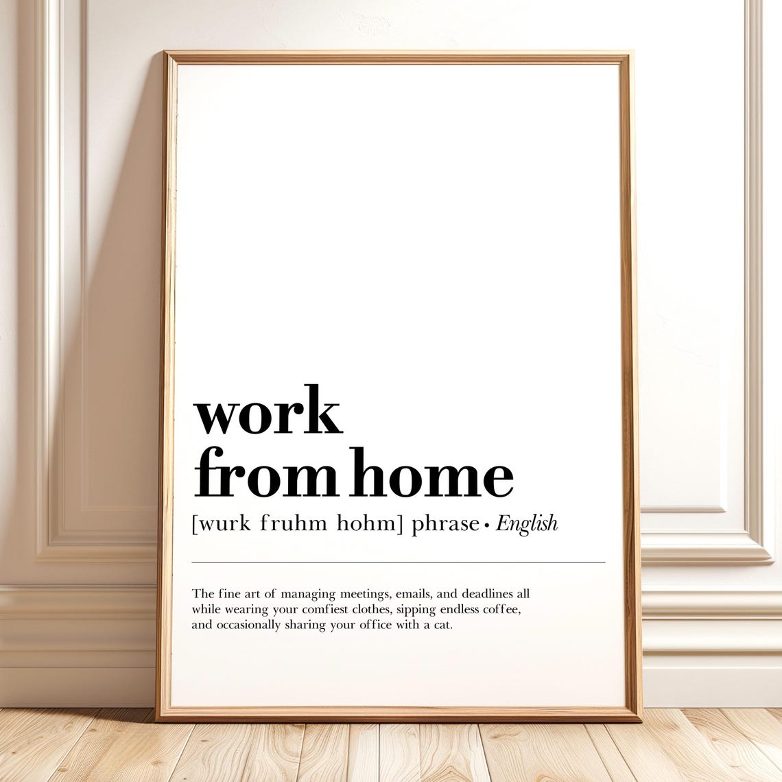 Work From Home Definition Print Funny Office Wall Art Decor Minimalist Typography Poster