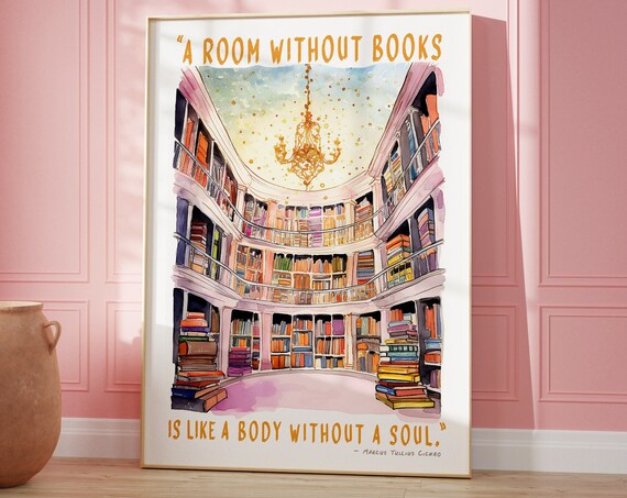 Cicero Books Quote Magical Library Watercolor Reading Poster