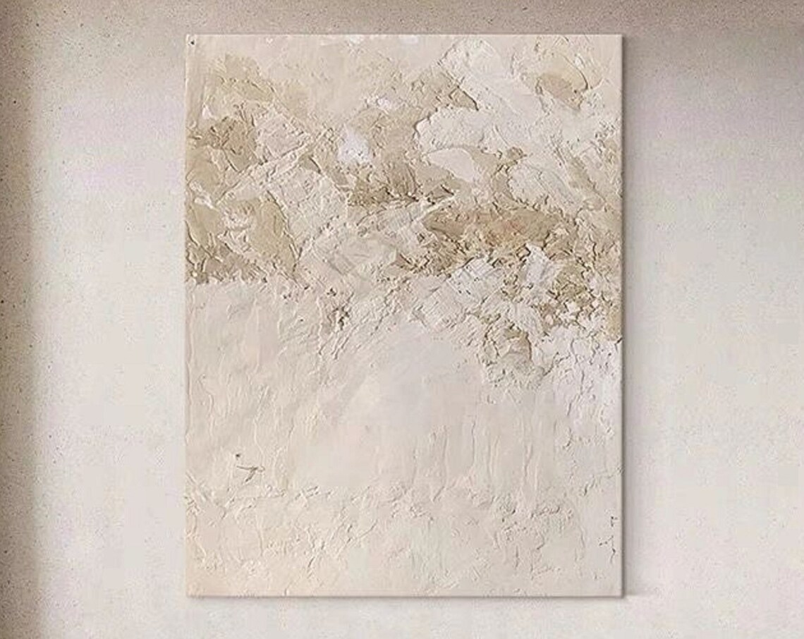 Cream White Heavy Texture Abstract Wabi Sabi Minimalist Art Poster