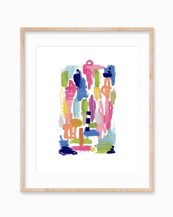 Colorful Abstract Painting, Contemporary Nursery Decor
