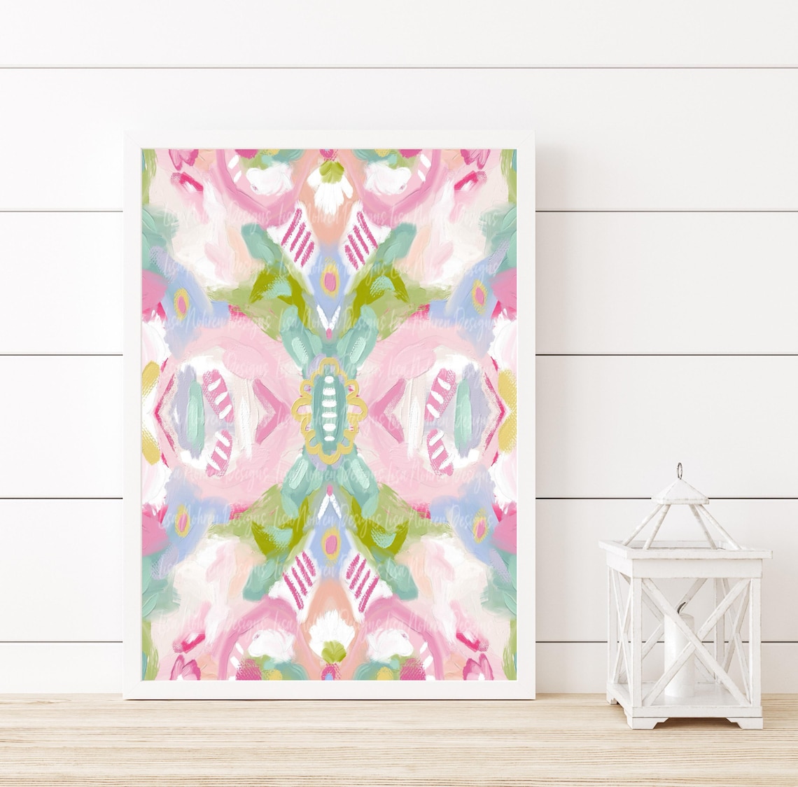 Colorful Pastel Abstract Art Print, Preppy Grandmillennial