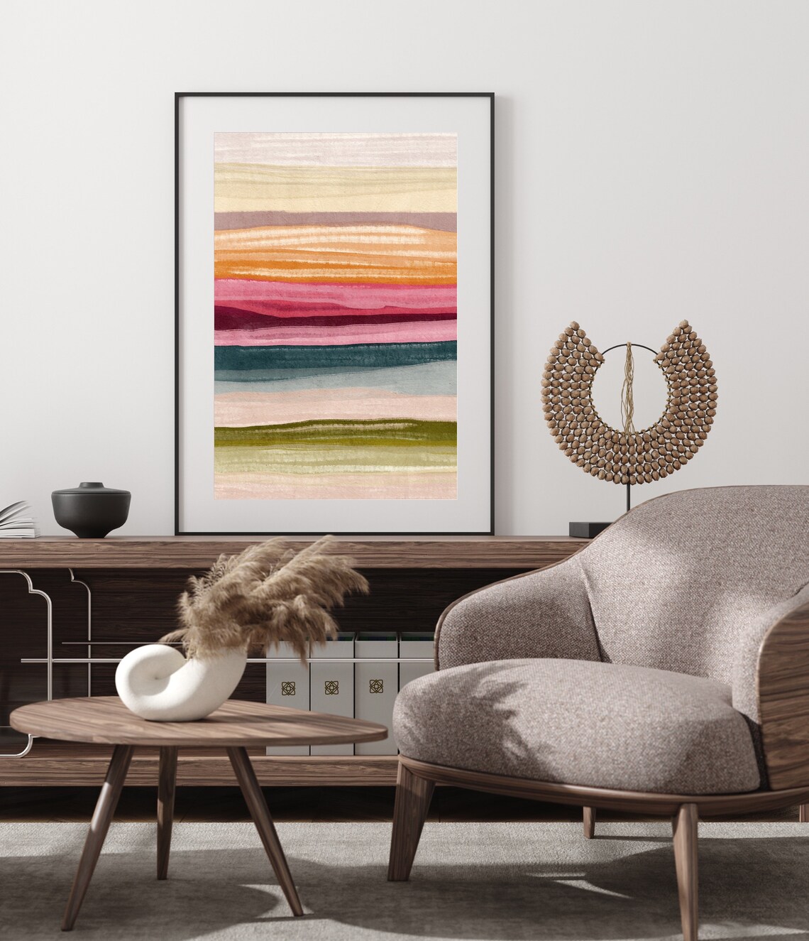 Abstract Stripes Art Print, Colorful Coastal Decor