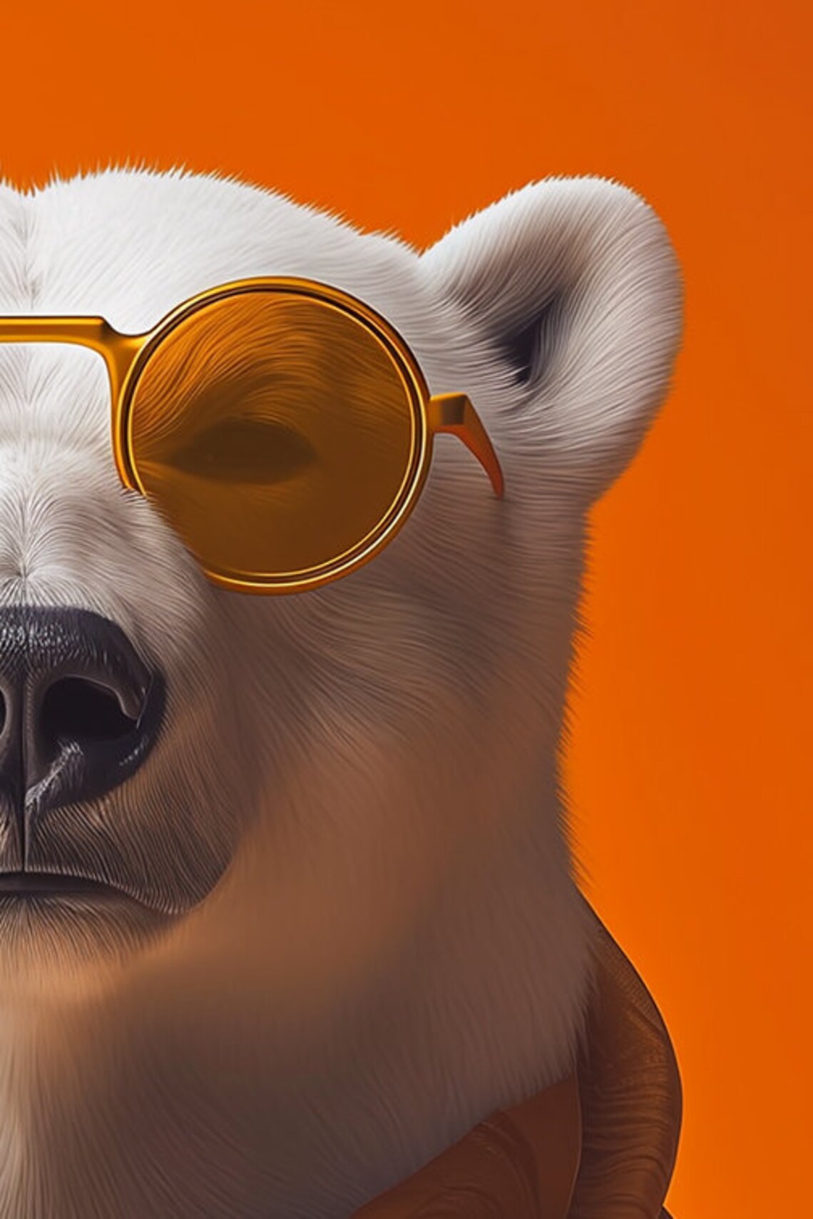 Polar Bear with Round Orange Sunglasses Amber Scarf Animal Poster - Image 2