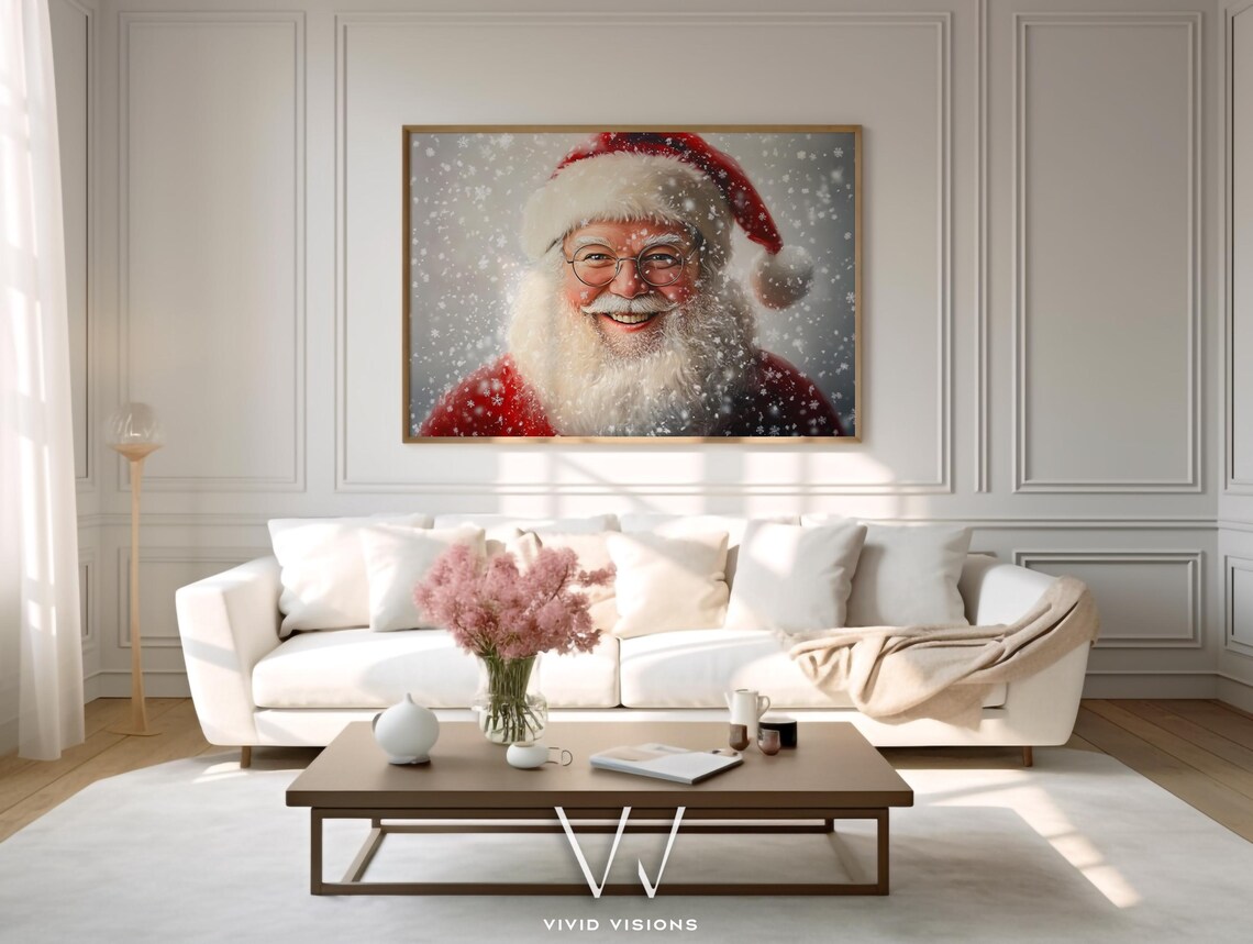 Smiling Santa Claus Portrait in Falling Snow Joyful Christmas Poster - Image 2