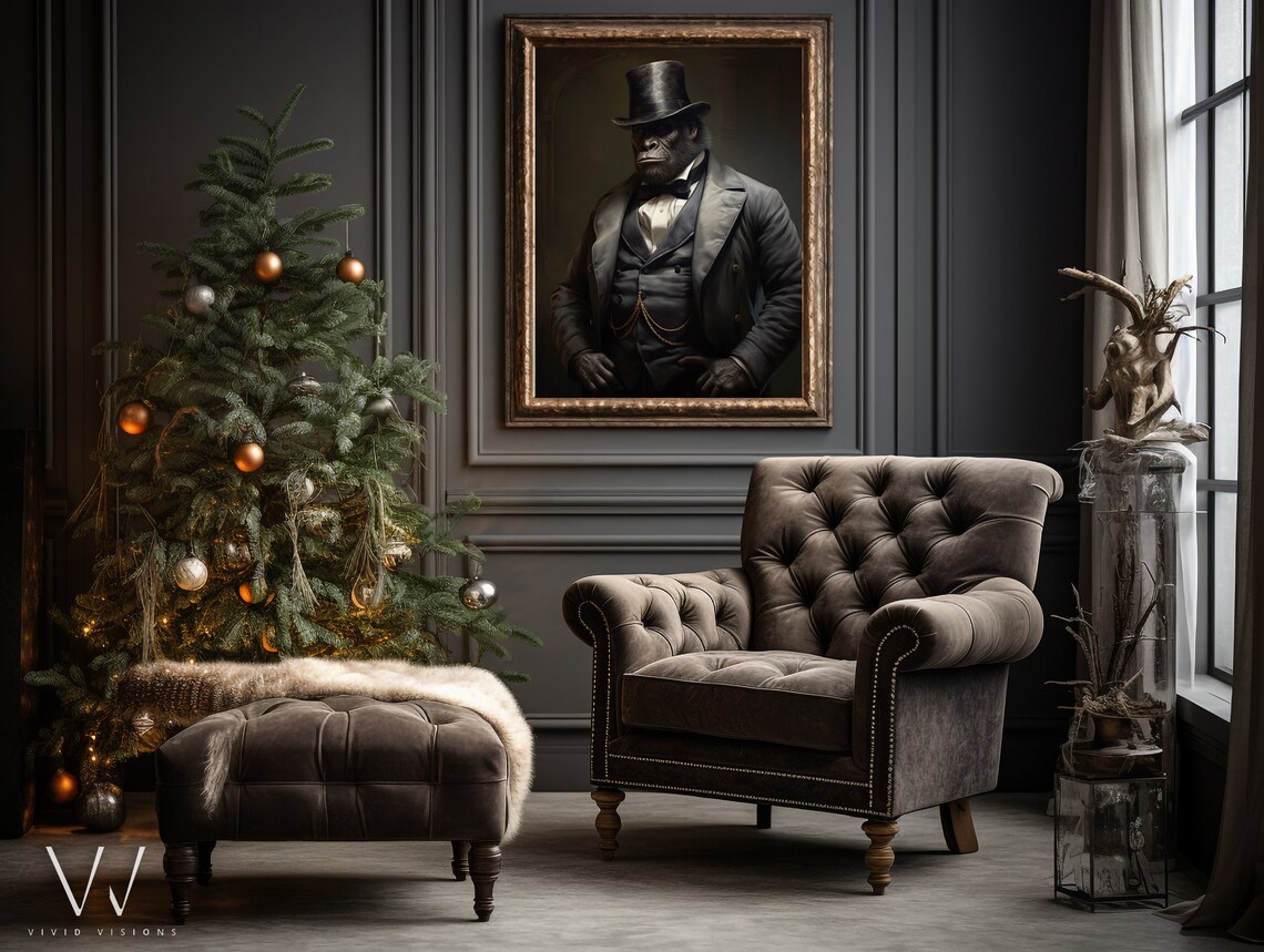 Vintage Aristocratic Gorilla Portrait Art Print - Image 4