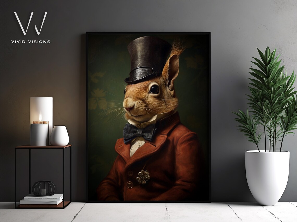 Victorian Red Squirrel Portrait, Gothic Art Print