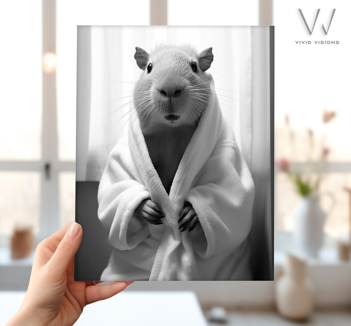 Capybara In Bathrobe Nursery Bathroom Art Poster - Image 4