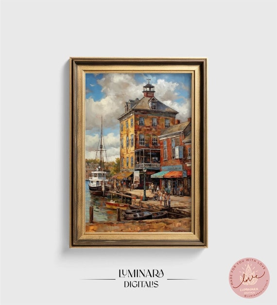 Portsmouth Historic Harbor Vintage Print Acrylic Wall Art Nautical Art 00270