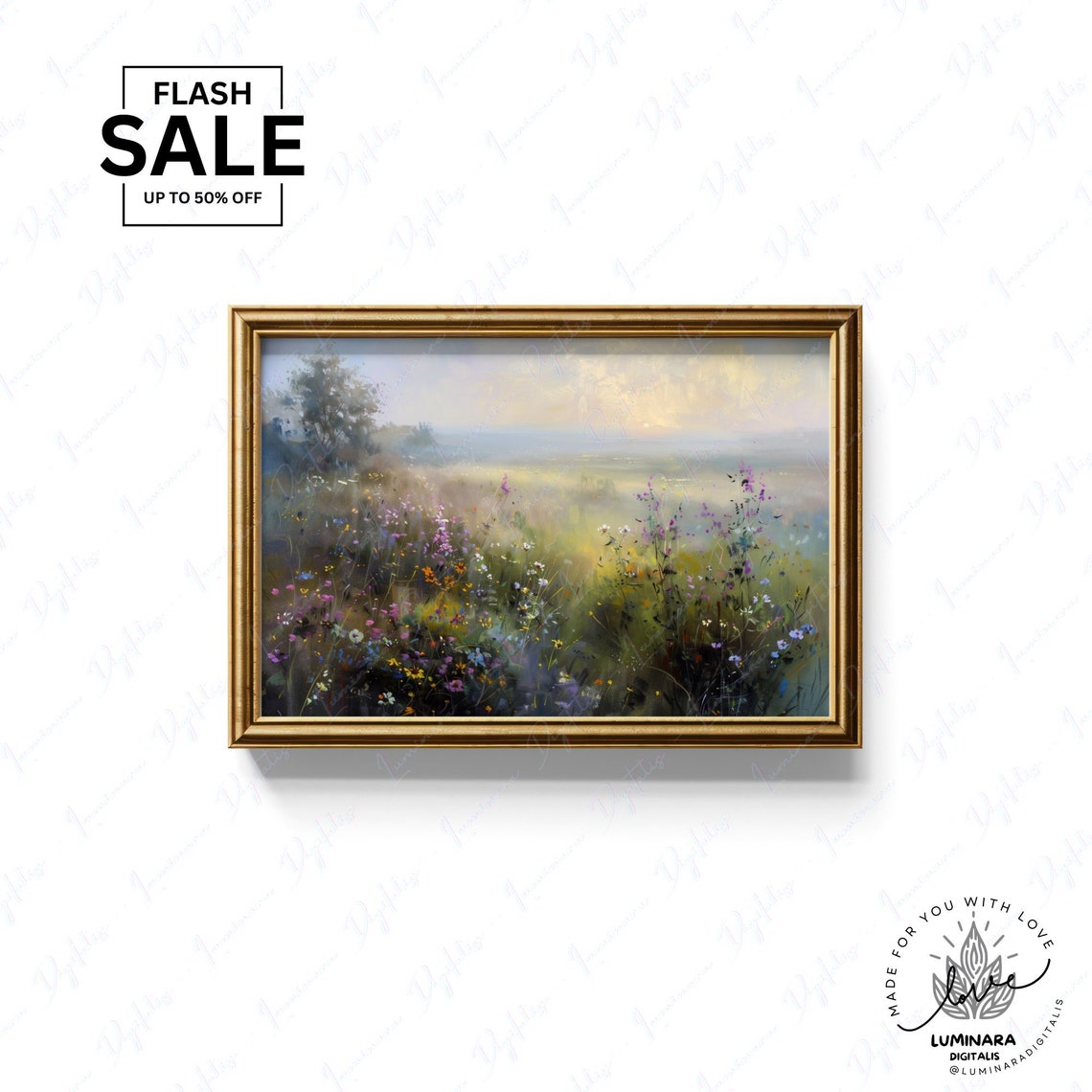 Wall Art Impressionist Sunrise Over Blooming Meadow Art Print 147 Wall Art Dcor - Image 3