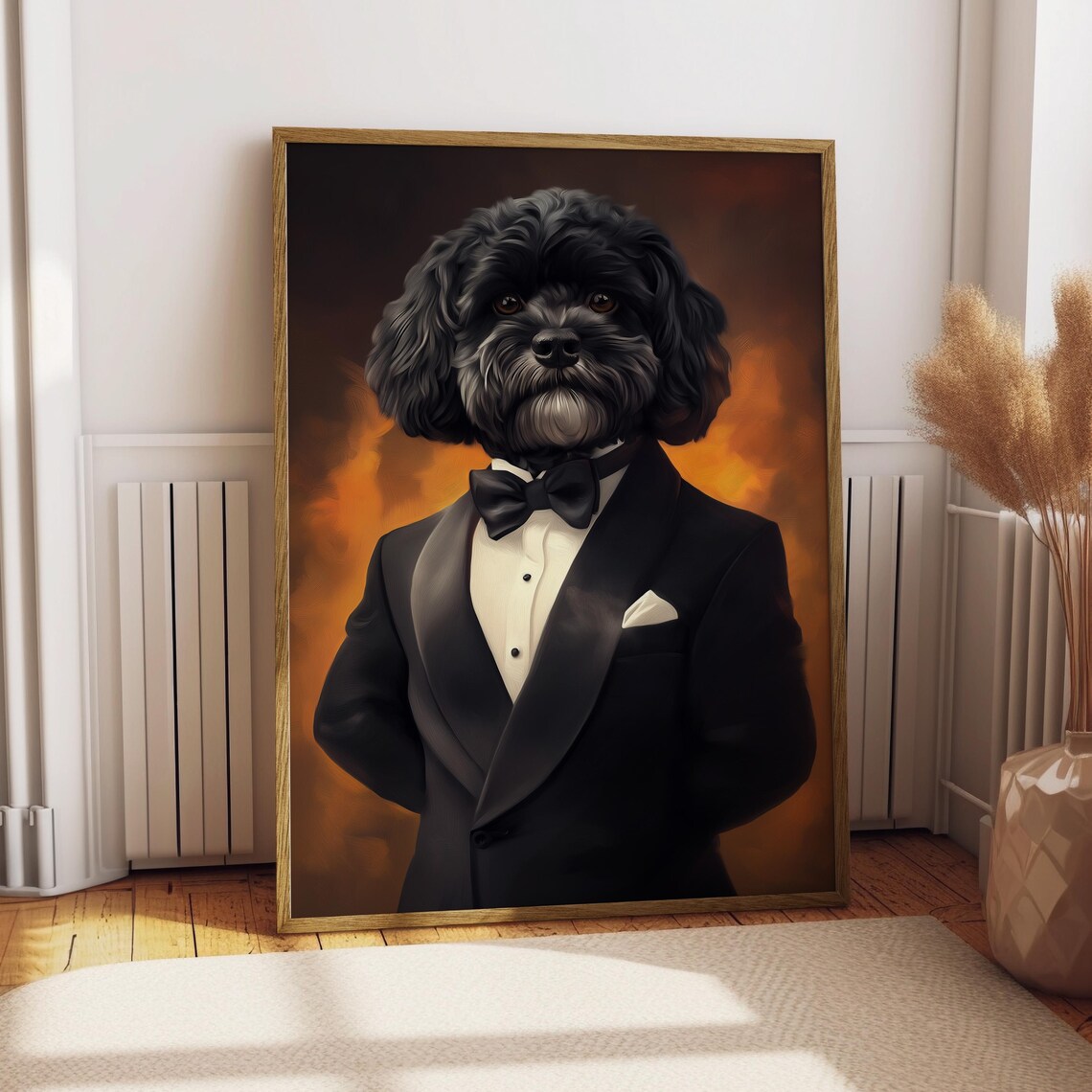 Black Havanese Dog in Tuxedo Bow Tie Dapper Formal Pet Poster