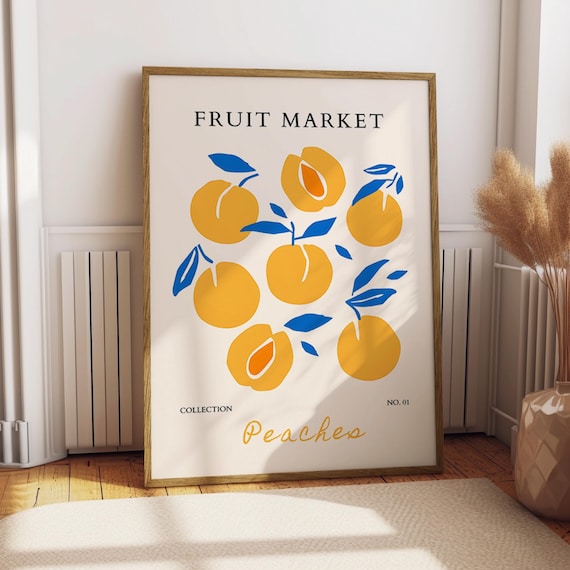 Peaches Watercolor Fruit Market Collection No. 01 Kitchen Poster