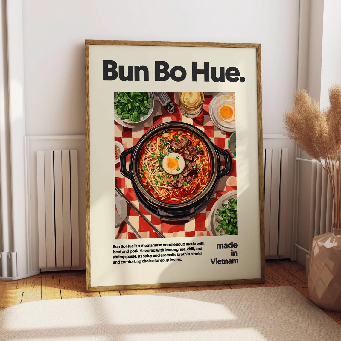 Bun Bo Hue Vietnamese Spicy Noodle Soup Kitchen Decor Poster