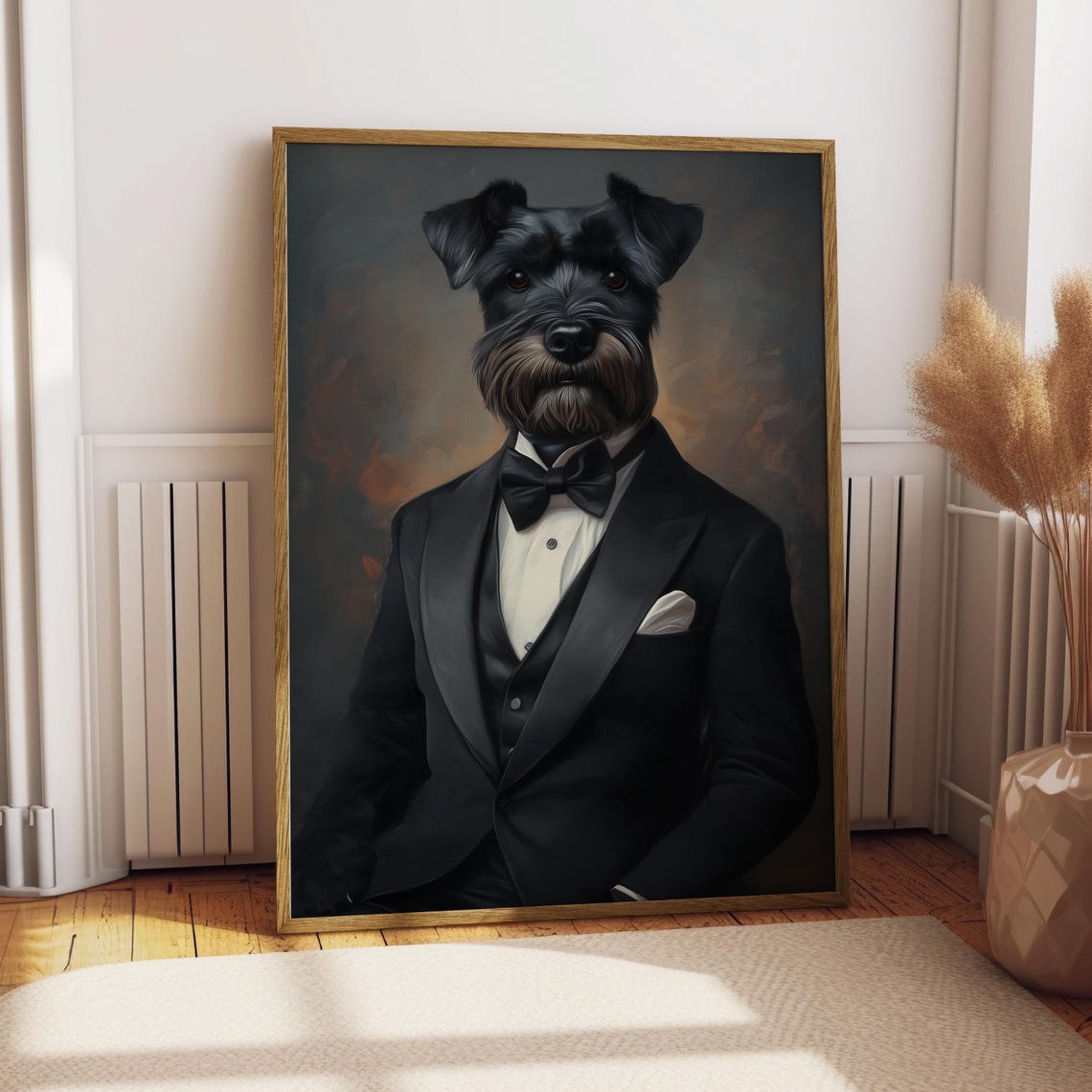 Black Schnauzer Tuxedo Portrait Gentleman Dog Lover Pet Gift Poster