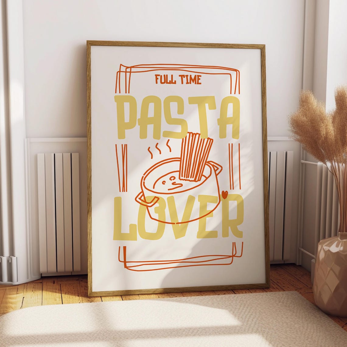 Full Time Pasta Lover Fun Bold Retro Kitchen Typography Poster
